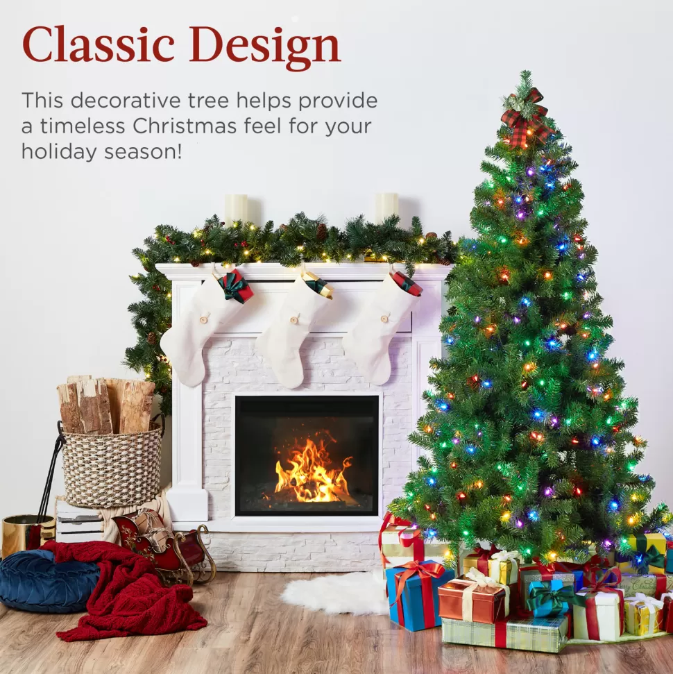 Hot The Holiday Aisle 6' H Green Tree Family Christmas Tree 250 Lights Led