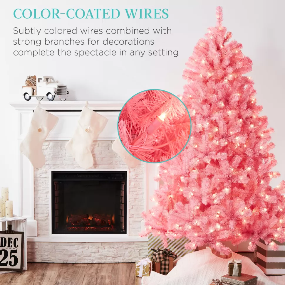 Fashion The Holiday Aisle 6' H Pink Pine Christmas Tree With Twinkling Lights