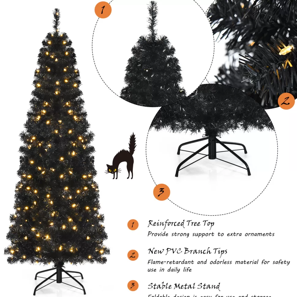 Outlet The Holiday Aisle 6' H Slender Back Spuce Christmas Tree With 300 Led Lights