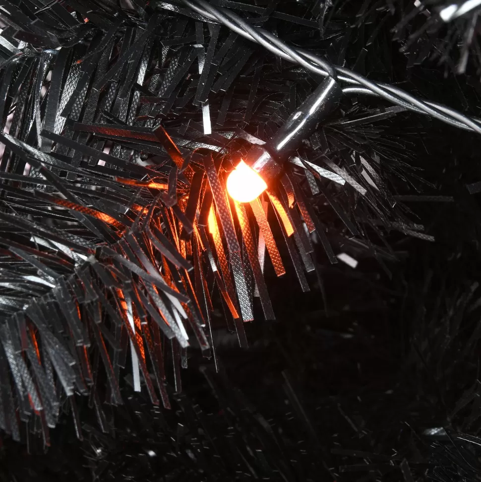 Best Sale The Holiday Aisle 6' H Slender Black Artificial Fir Halloween Tree With 100 Led Lights