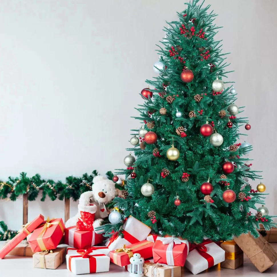 Cheap The Holiday Aisle 6Ft Artificial Green Christmas Tree With Pine Cone Red Fruit And Led String Lights