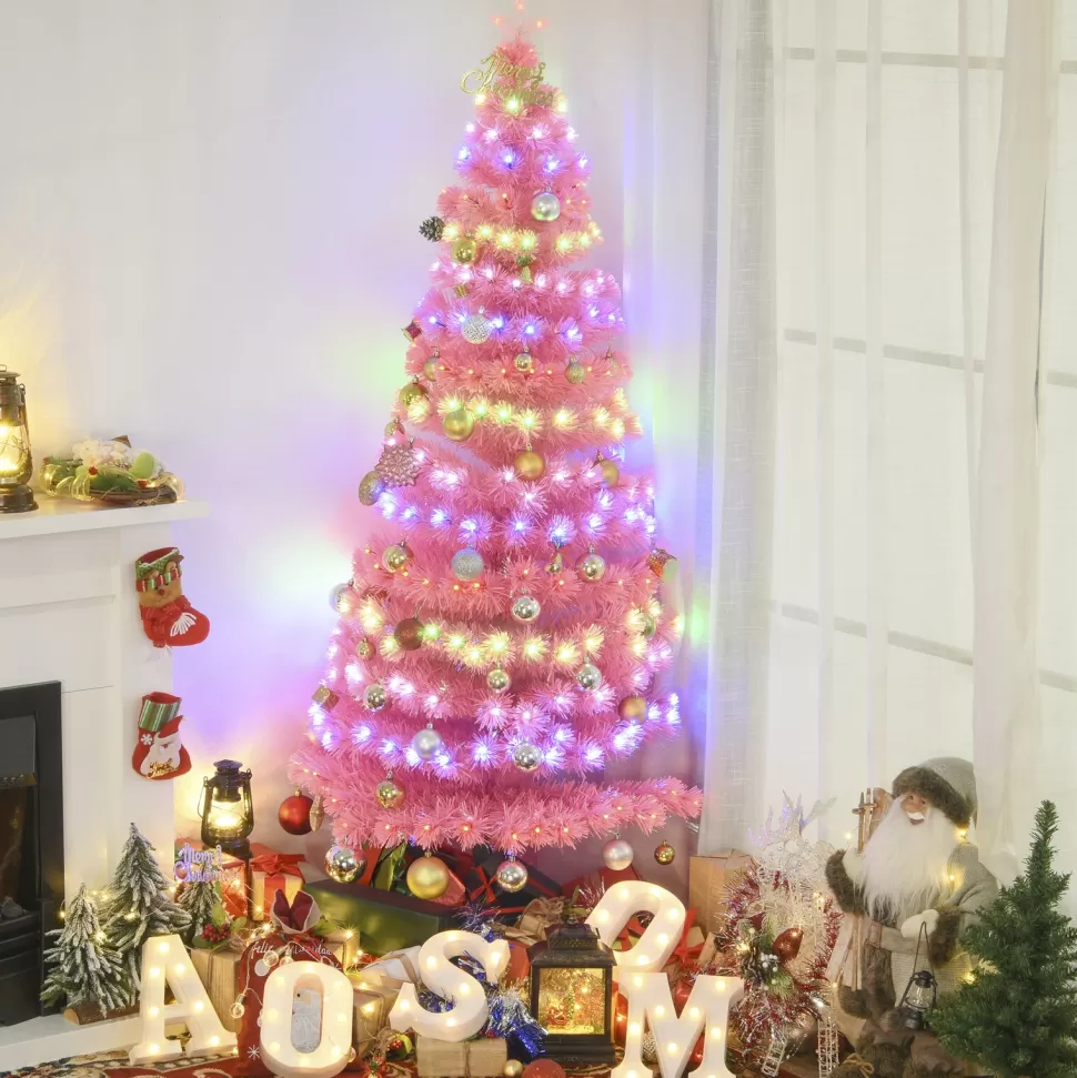 Discount The Holiday Aisle 70.75" H Pink Artificial Pine Cashmere Christmas Tree 230 Lights Led
