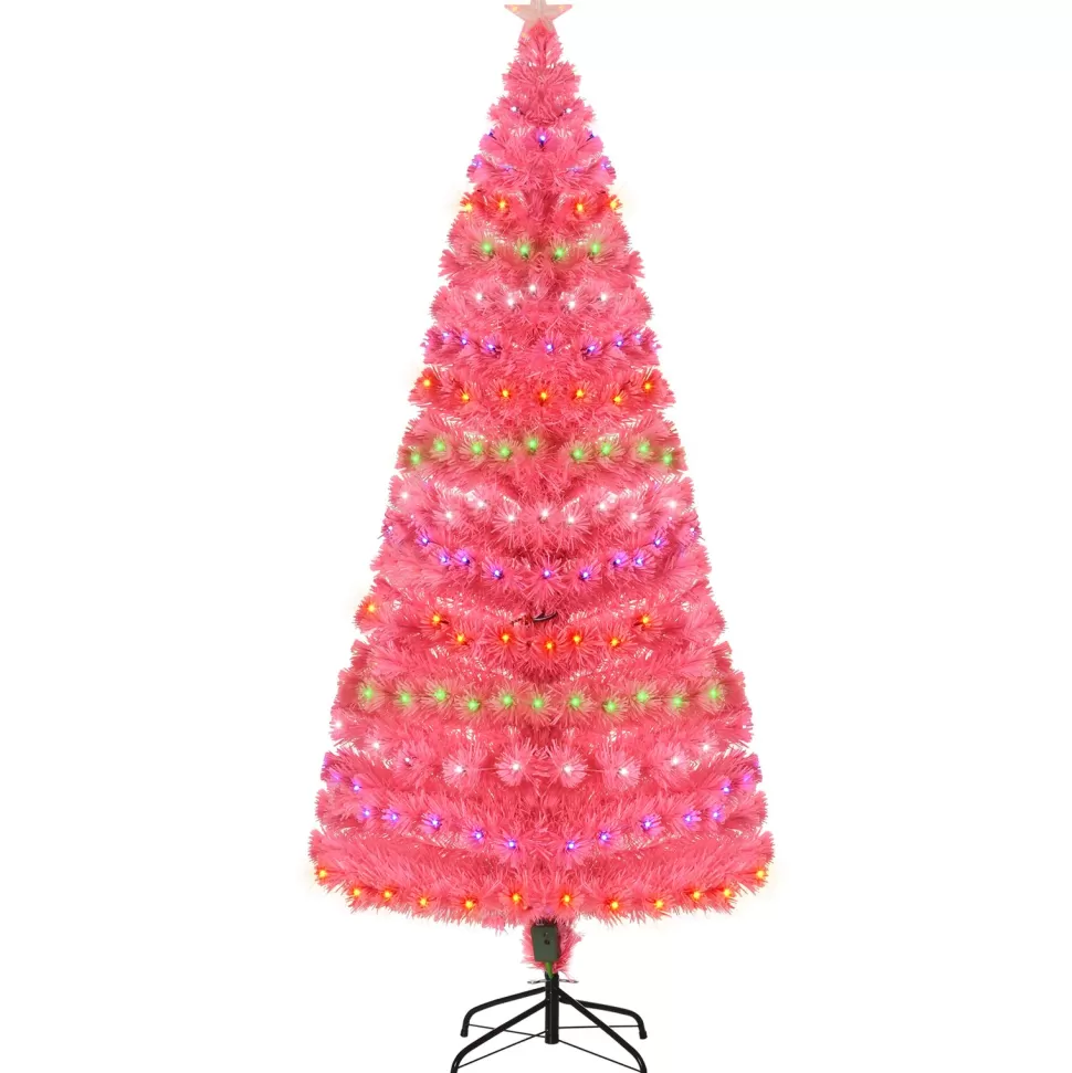 Discount The Holiday Aisle 70.75" H Pink Artificial Pine Cashmere Christmas Tree 230 Lights Led