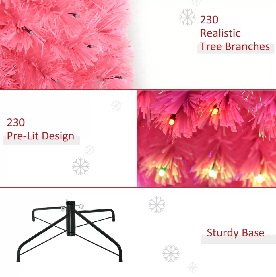 Discount The Holiday Aisle 70.75" H Pink Artificial Pine Cashmere Christmas Tree 230 Lights Led
