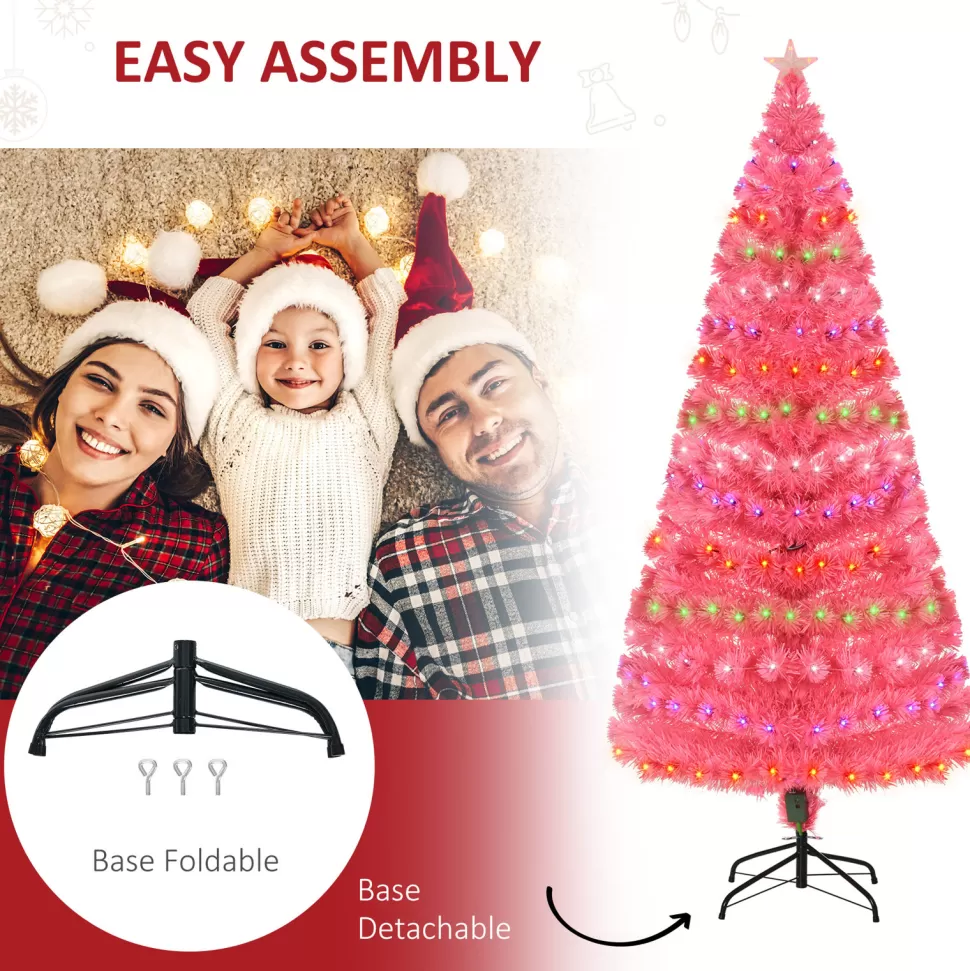 Discount The Holiday Aisle 70.75" H Pink Artificial Pine Cashmere Christmas Tree 230 Lights Led