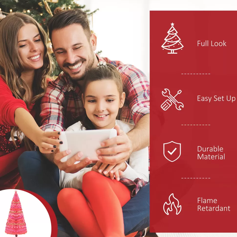 Discount The Holiday Aisle 70.75" H Pink Artificial Pine Cashmere Christmas Tree 230 Lights Led