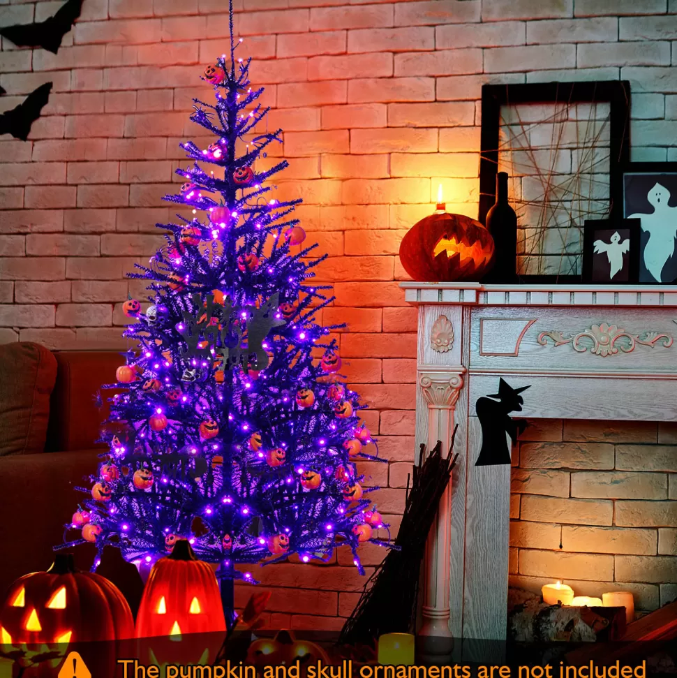 Flash Sale The Holiday Aisle 72" H Black Pine Feather Christmas Tree With 250 Led Lights