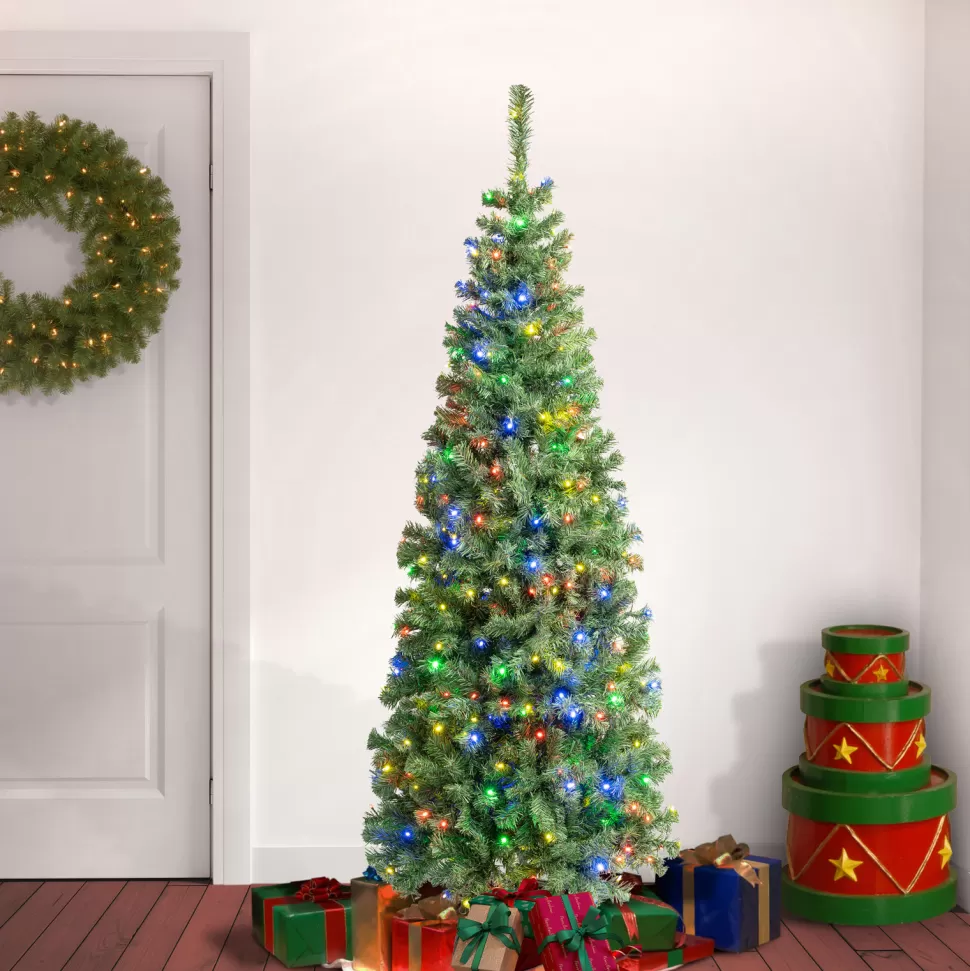 Store The Holiday Aisle 72" H Slender Artificial Pvc Fir Christmas Tree 400 Led Steady/Constant Lights
