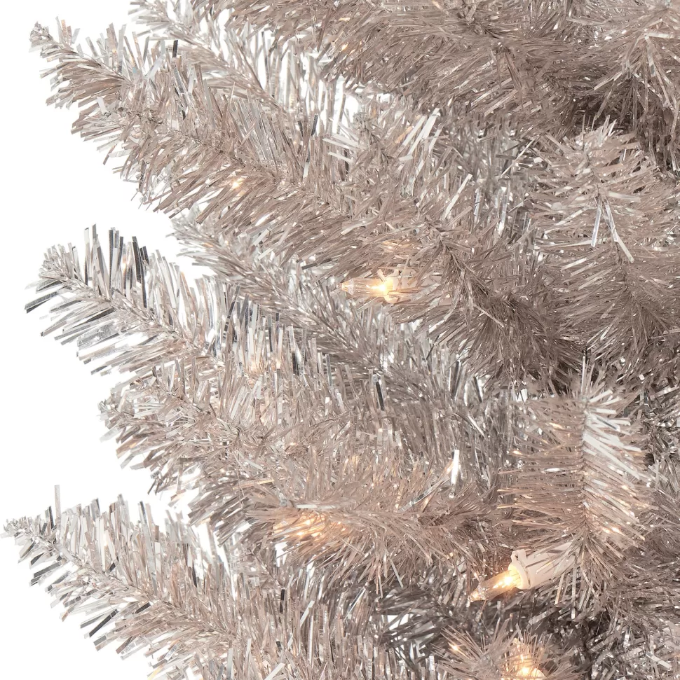 Store The Holiday Aisle 72" H Slender Rose Gold Fir Christmas Tree With 100 Lights