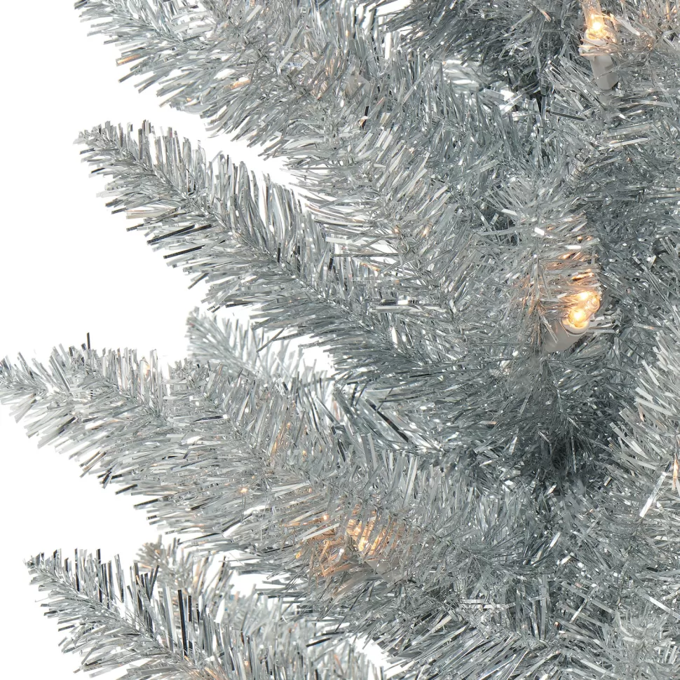 Clearance The Holiday Aisle 72" H Slender Silver Fir Christmas Tree With 100 Lights