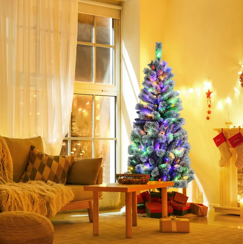 Best Sale The Holiday Aisle 72" H White Pine Flocked/Frosted Christmas Tree With 200 Led Lights