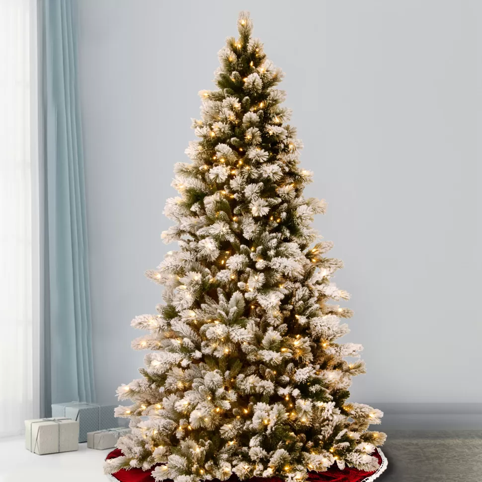 Shop Mercury Row 7.5' Frosted Green Pine Artificial Christmas Tree With 650 Clear/White Lights