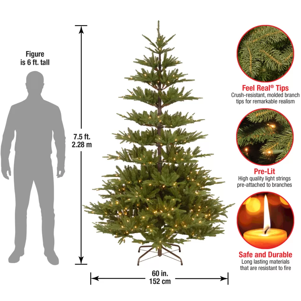 Discount Sand & Stable 7.5' Green Fir Artificial Christmas Tree With 450 Clear/White Lights