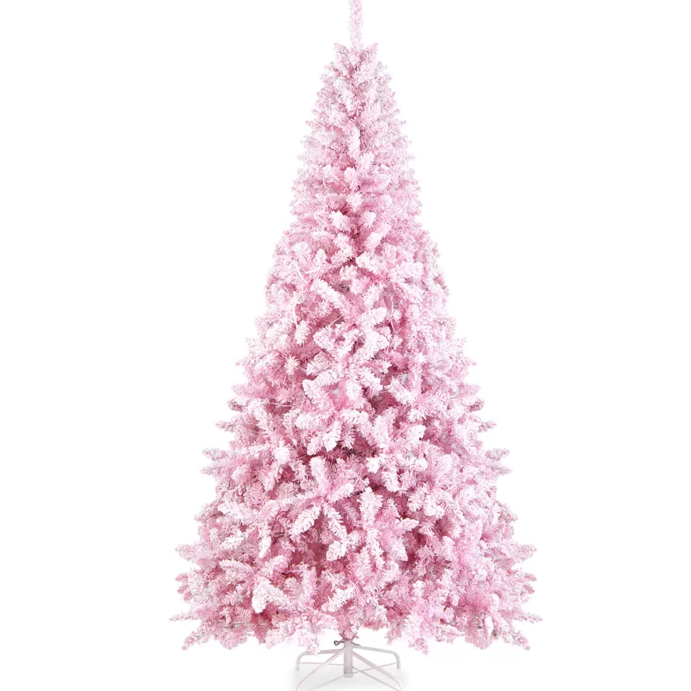 Discount The Holiday Aisle 7.5' H Pink Flocked Christmas Tree With 450 Led Lights