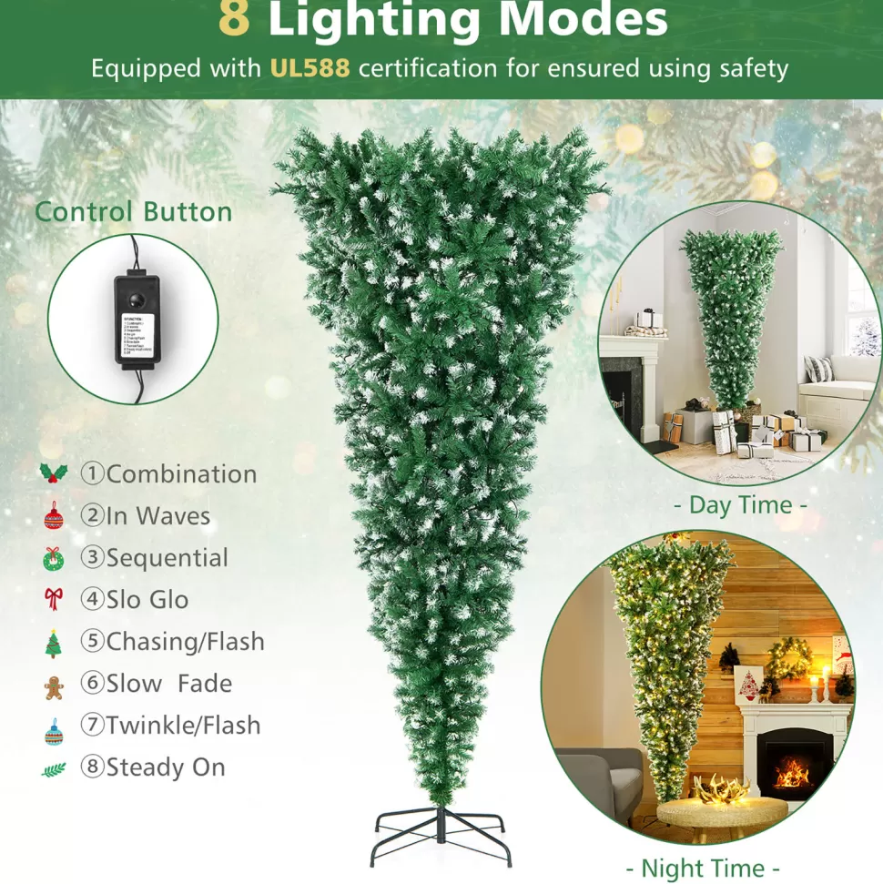 Clearance The Holiday Aisle 7.5' H Upside Down Green Cashmere Christmas Tree With 400 Led Lights