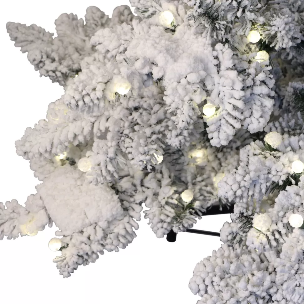 Outlet The Holiday Aisle 7.5' H White/Green Realistic Artificial Pine Flocked/Frosted Christmas Tree With 400 Lights Led