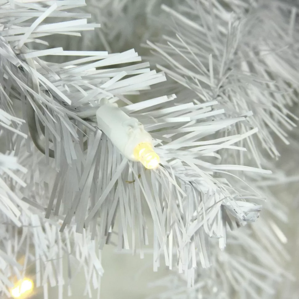 Best Northlight Seasonal 7.5' Pre-Lit White Pencil Pine Artificial Christmas Tree - Warm White Led Lights