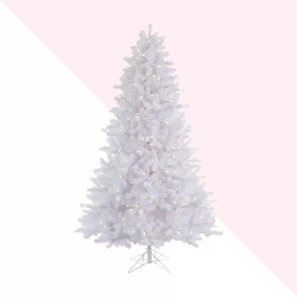 New Hashtag Home 7.5' White Pine Artificial Christmas Tree With 650 Led White Lights With Stand