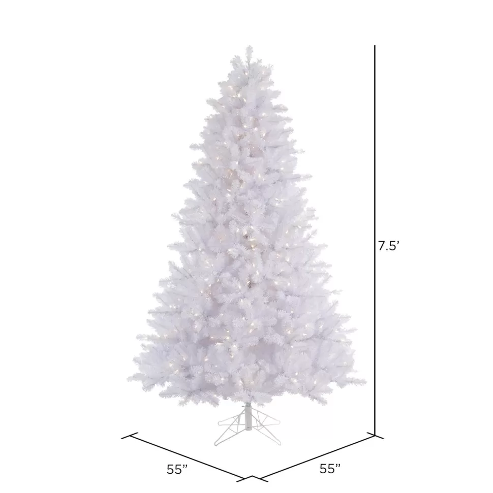 New Hashtag Home 7.5' White Pine Artificial Christmas Tree With 650 Led White Lights With Stand