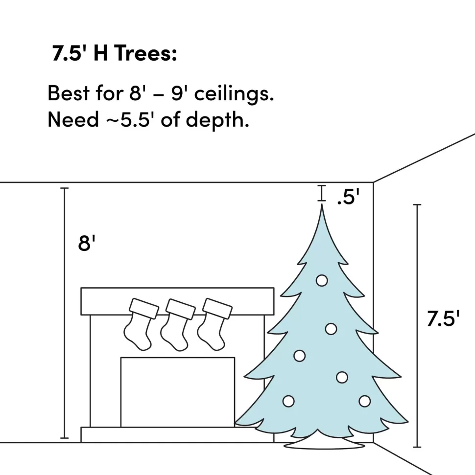 New Hashtag Home 7.5' White Pine Artificial Christmas Tree With 650 Led White Lights With Stand