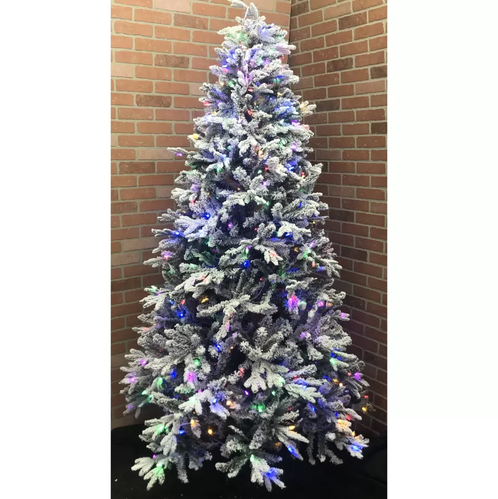 Hot The Holiday Aisle 7.5' White/Green Fir Flocked/Frosted Christmas Tree With 750 Lights Color Changing/Combination And Pulsing/Blinking