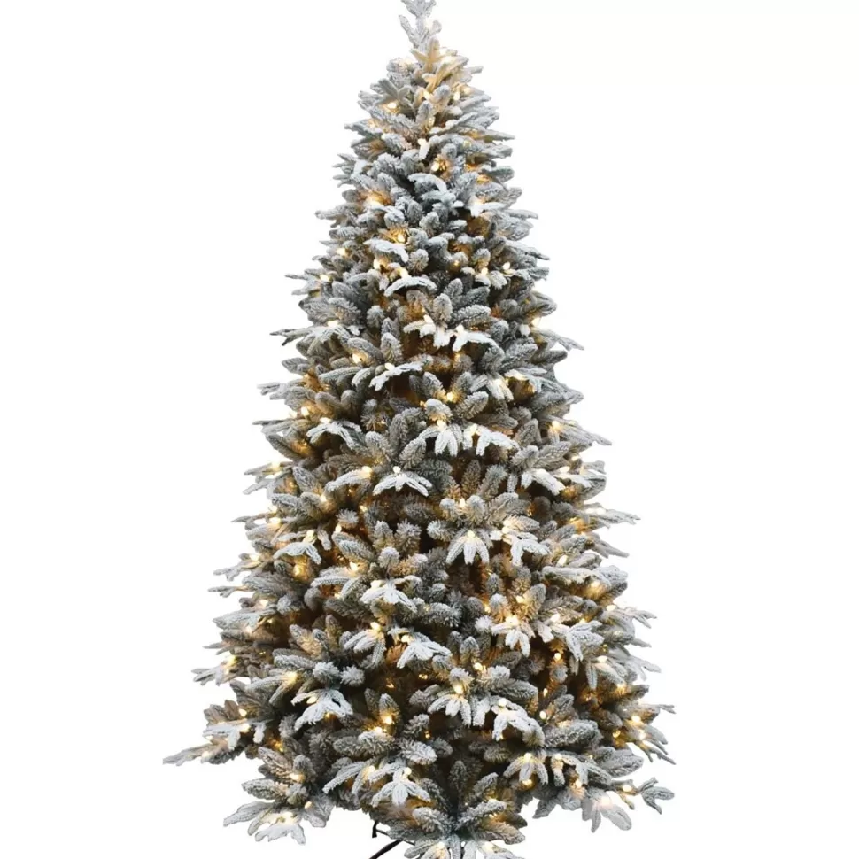 Hot The Holiday Aisle 7.5' White/Green Fir Flocked/Frosted Christmas Tree With 750 Lights Color Changing/Combination And Pulsing/Blinking