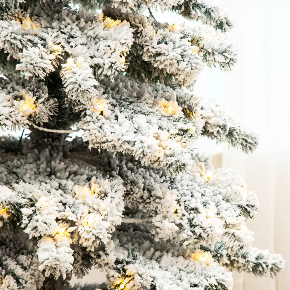Outlet The Holiday Aisle 7.5Ft Slender Flocked/Frosted Spruce Christmas Tree With 350 Led Lights