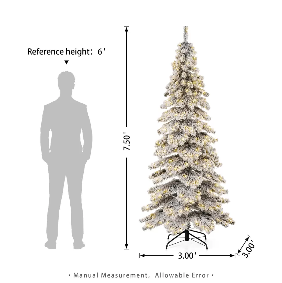 Outlet The Holiday Aisle 7.5Ft Slender Flocked/Frosted Spruce Christmas Tree With 350 Led Lights
