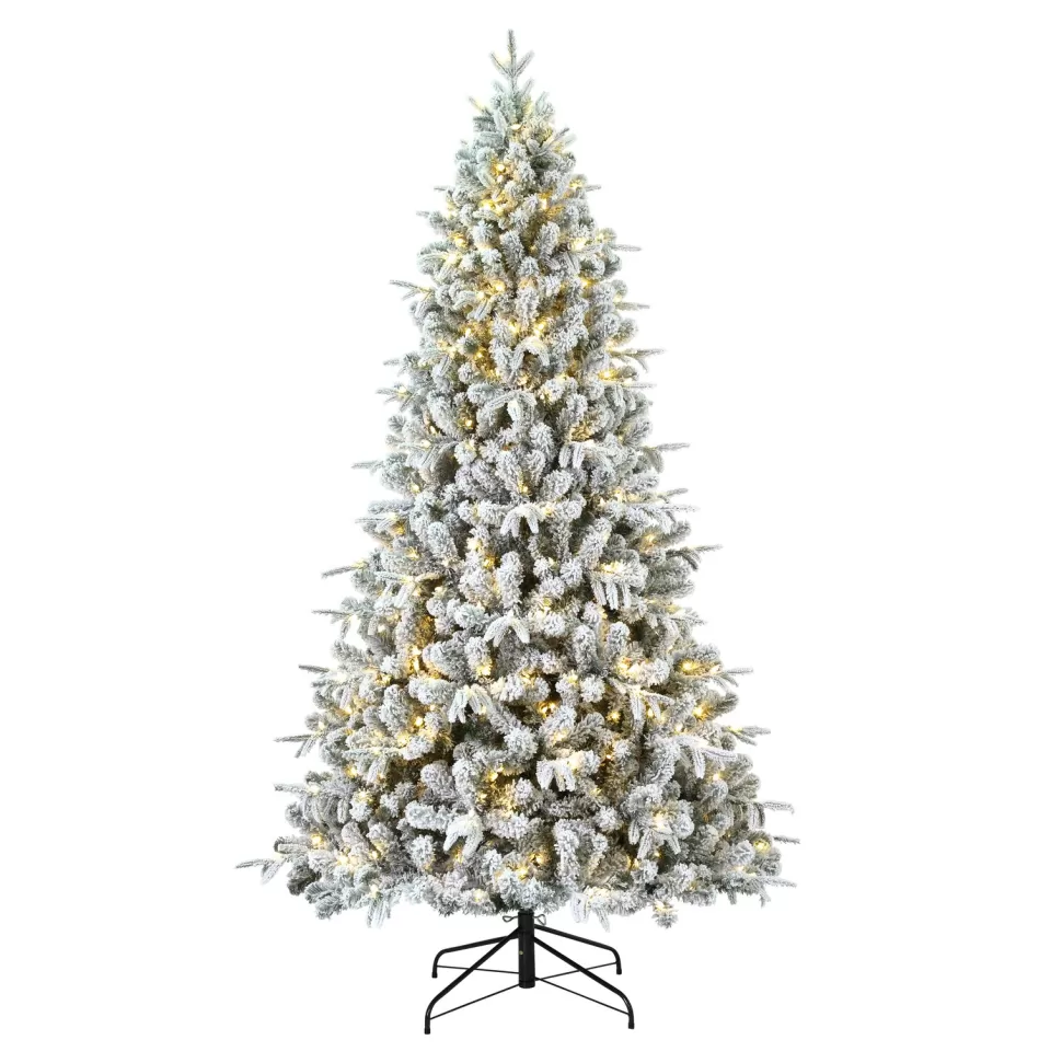 Best Haute Decor 7'6" H Green Fir Flocked/Frosted Christmas Tree With 600 Led Color Changing/Combination Lights