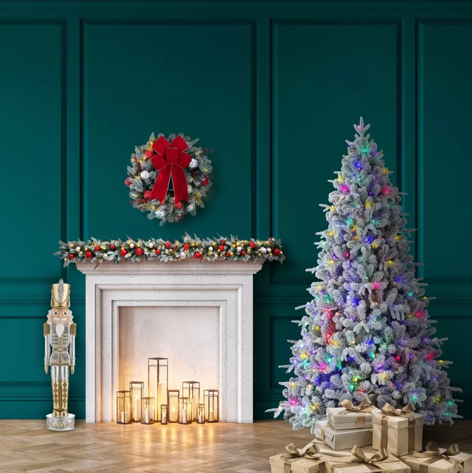 Best Haute Decor 7'6" H Green Fir Flocked/Frosted Christmas Tree With 600 Led Color Changing/Combination Lights