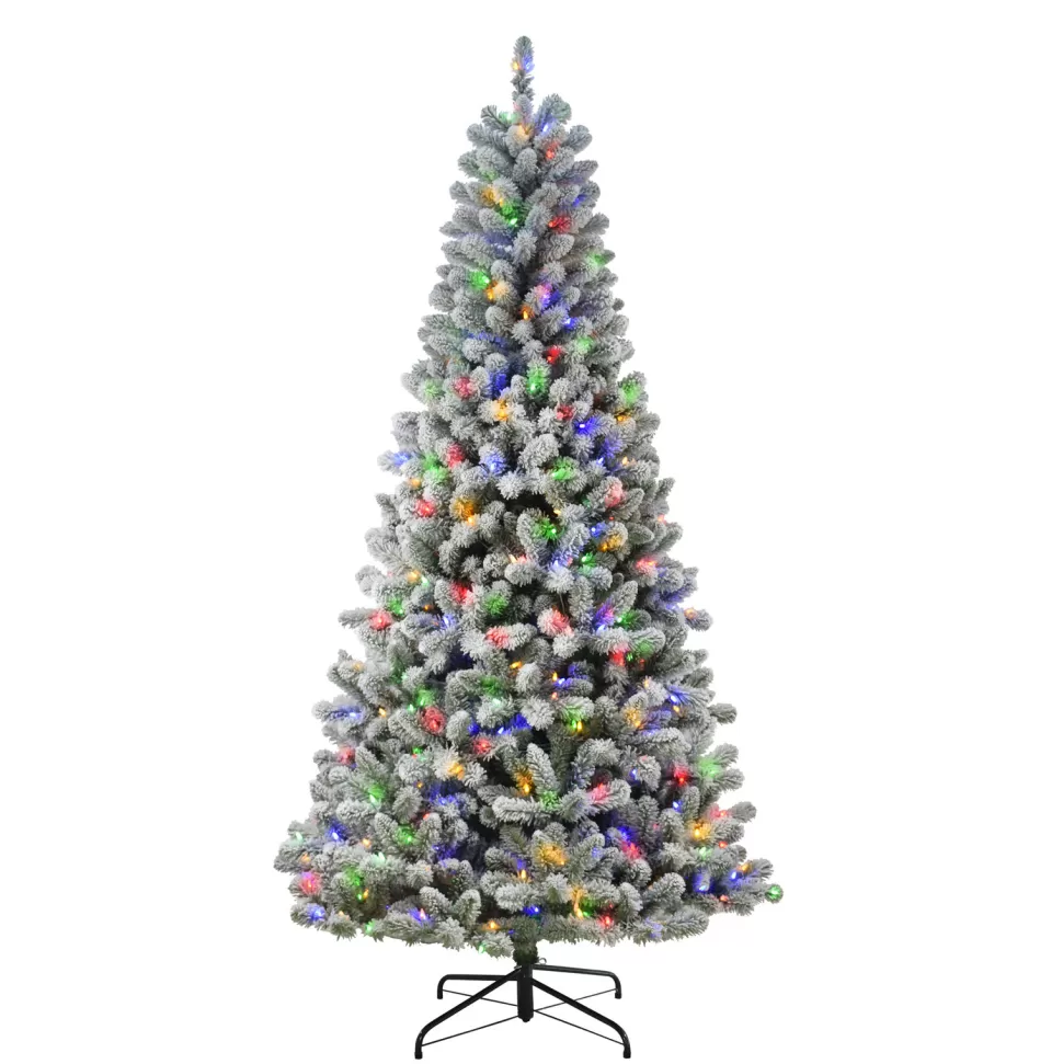 Flash Sale The Holiday Aisle 7'6" H Green Pine Frosted Christmas Tree With 400 Led Lights