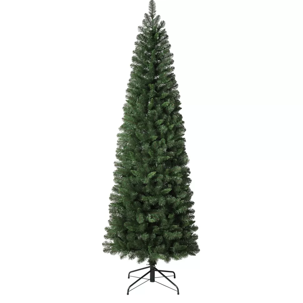 Clearance Haute Decor 7'6" H Slender Green Artificial Spruce Christmas Tree With 700 Led Lights