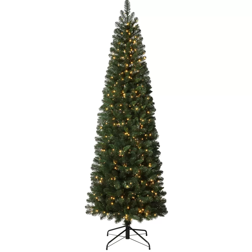 Clearance Haute Decor 7'6" H Slender Green Artificial Spruce Christmas Tree With 700 Led Lights