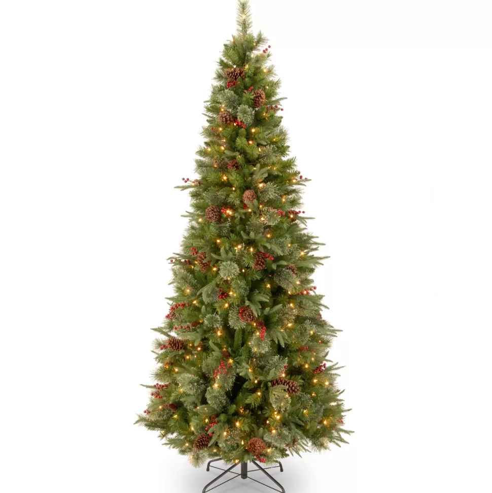 Best Sale Three Posts 7.6' H Slender Green Artificial Spruce Christmas Tree Withf 400 Lights