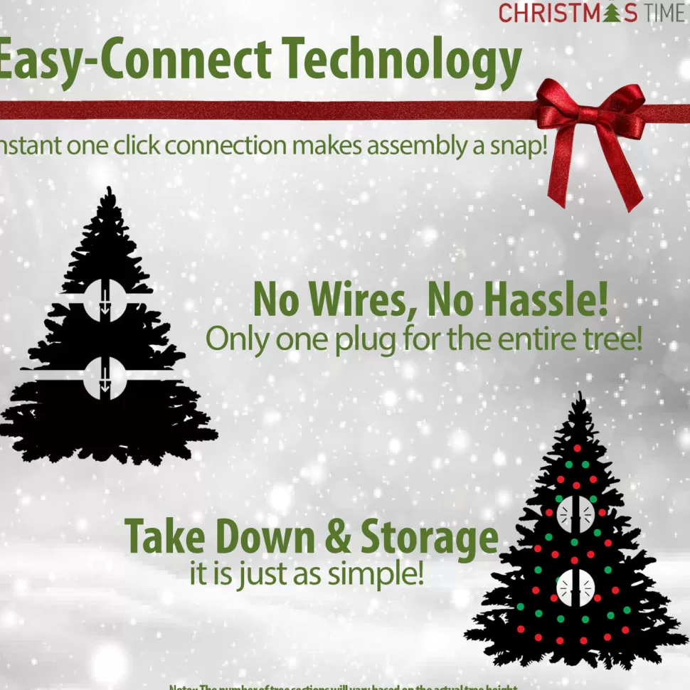 Online Christmas Time 7'6" H Slender Green Realistic Artificial Pine Christmas Tree With 750 Led Lights