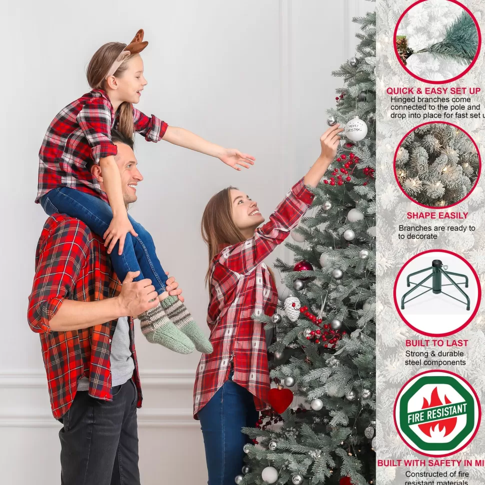 Fashion Sand & Stable 7'6" H Slender Green Spruce Frosted Christmas Tree With 400 Lights