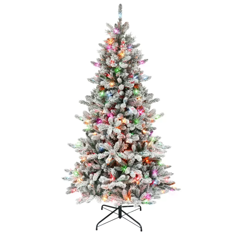 Cheap The Holiday Aisle 78" H Green Fir Flocked/Frosted Christmas Tree With 350 Lights