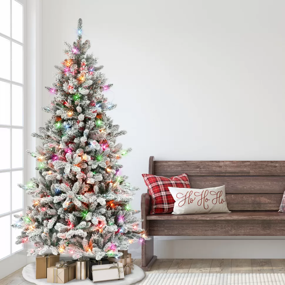 Cheap The Holiday Aisle 78" H Green Fir Flocked/Frosted Christmas Tree With 350 Lights