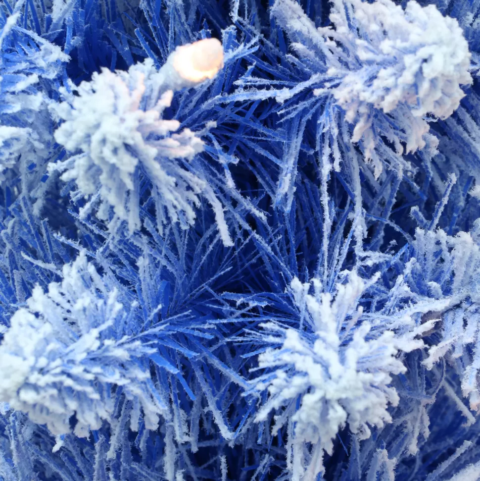 Discount The Holiday Aisle 78" H Slender Blue Fir Flocked/Frosted Christmas Tree With 200 Lights