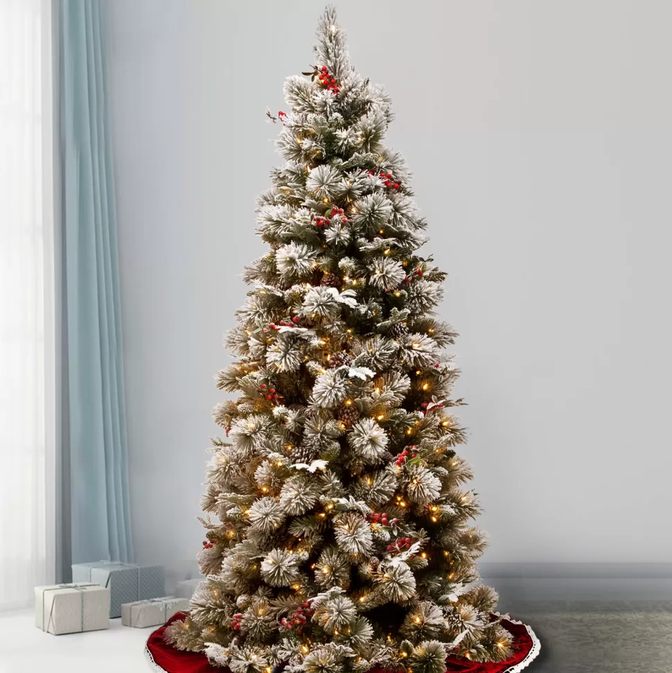 Flash Sale The Holiday Aisle 7' 6" H Slender Green Pine Flocked/Frosted Christmas Tree With 500 Lights