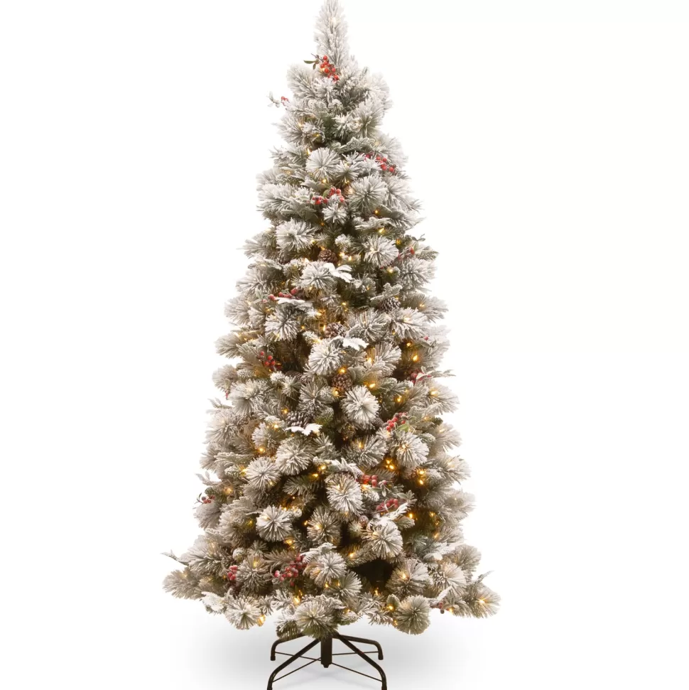 Flash Sale The Holiday Aisle 7' 6" H Slender Green Pine Flocked/Frosted Christmas Tree With 500 Lights