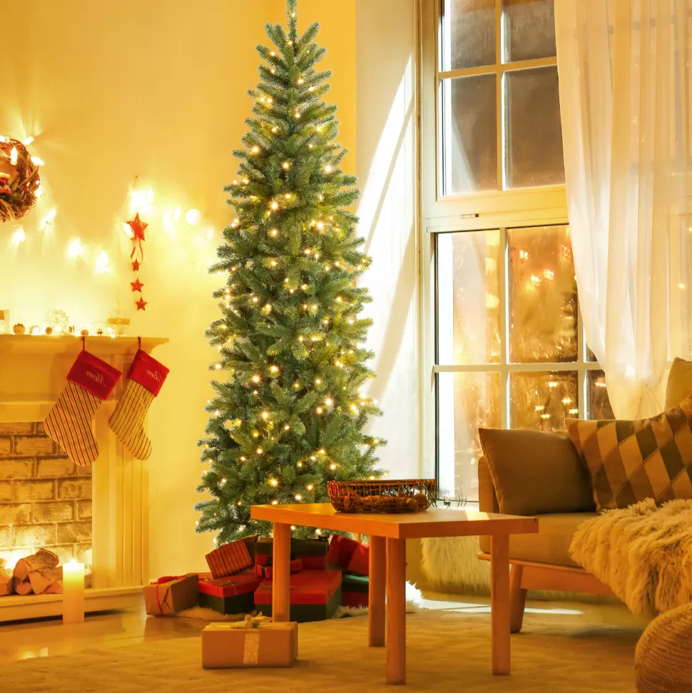 Online The Holiday Aisle 7' 6'' H Slender Green Realistic Artificial Spruce Christmas Tree With 350 Led Lights