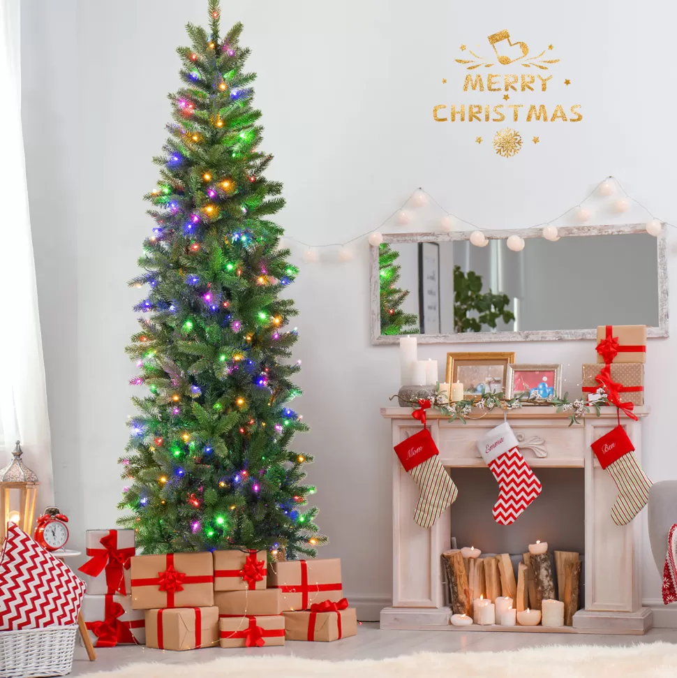 Online The Holiday Aisle 7' 6'' H Slender Green Realistic Artificial Spruce Christmas Tree With 350 Led Lights