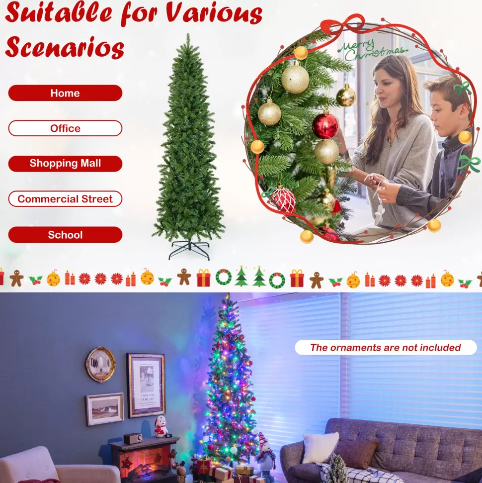 Online The Holiday Aisle 7' 6'' H Slender Green Realistic Artificial Spruce Christmas Tree With 350 Led Lights