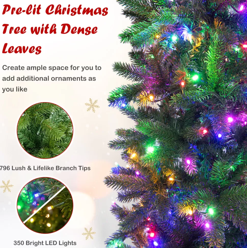 Online The Holiday Aisle 7' 6'' H Slender Green Realistic Artificial Spruce Christmas Tree With 350 Led Lights