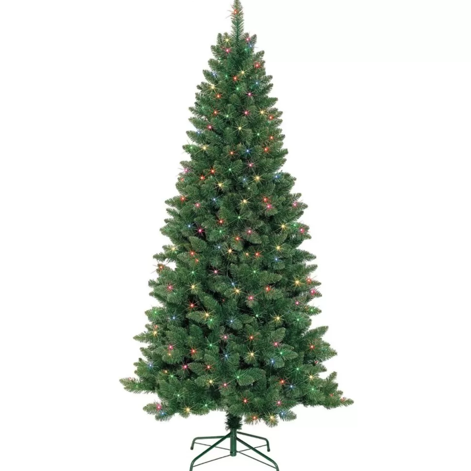 Best Sale The Holiday Aisle 7' Green Pine Artificial Christmas Tree With 350 Warm Colored Lights