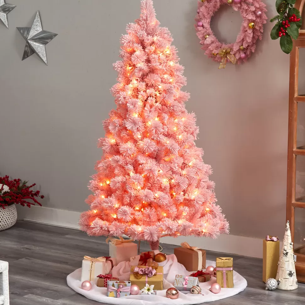 Fashion The Holiday Aisle 7' H Pink Pine Cashmere Christmas Tree With 300 Led Lights