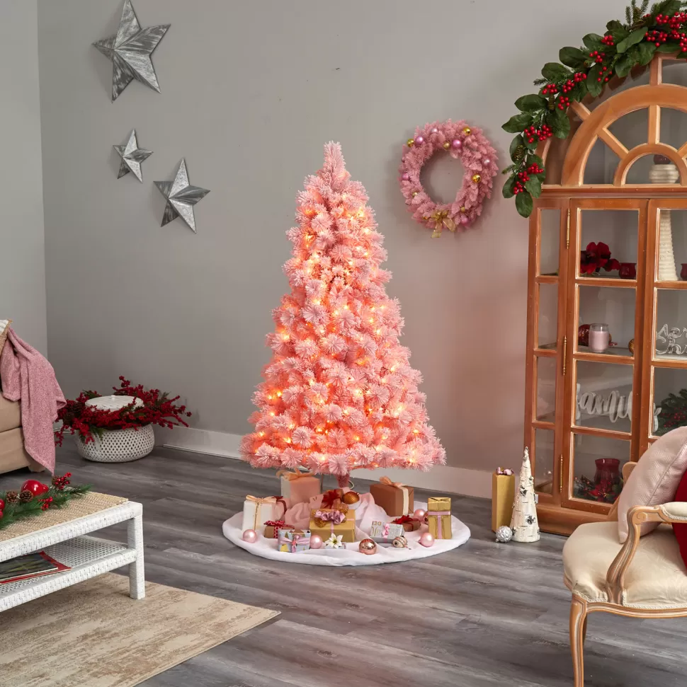 Fashion The Holiday Aisle 7' H Pink Pine Cashmere Christmas Tree With 300 Led Lights