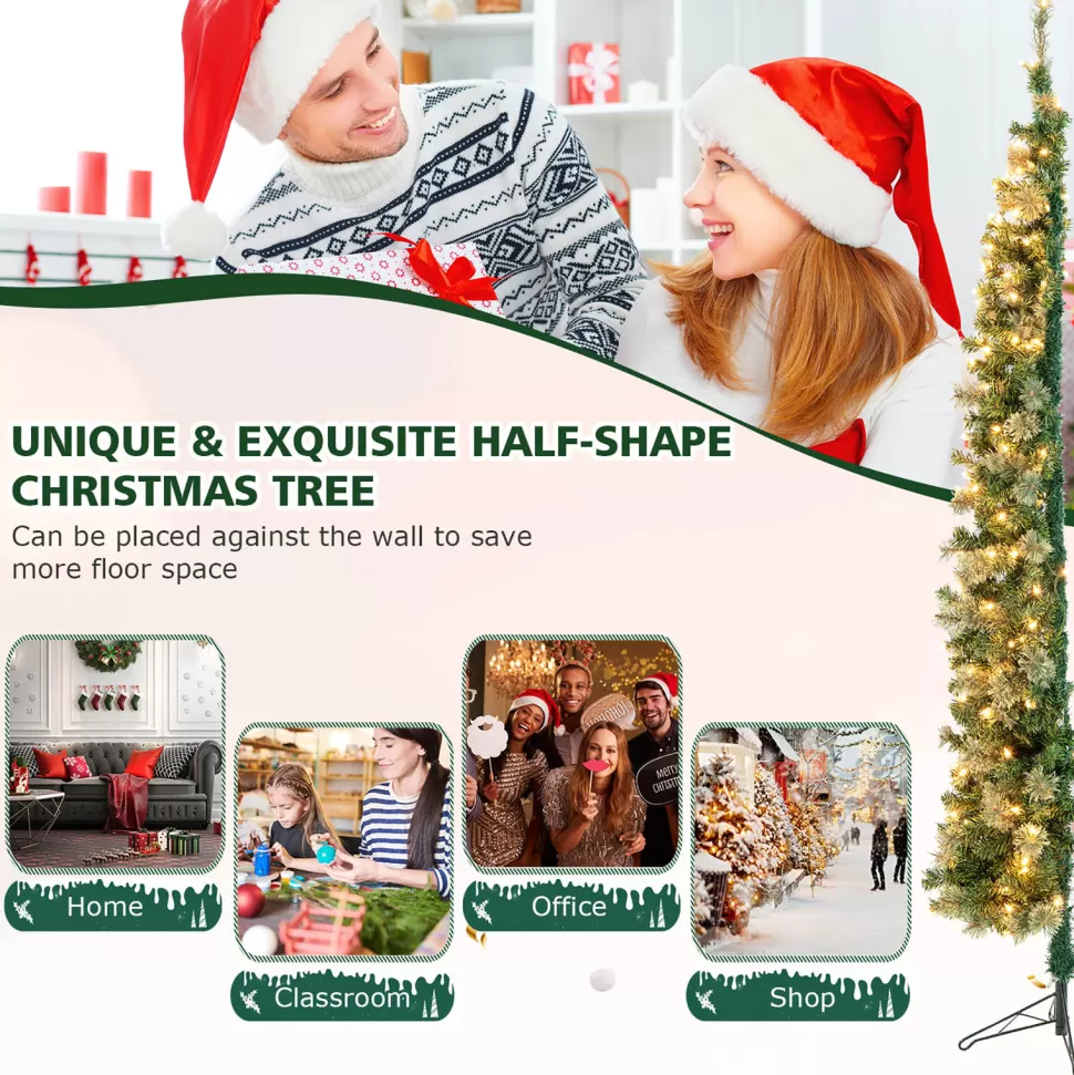 Cheap The Holiday Aisle 7' H Slender Green Pine Cashmere Christmas Tree With 150 Mini Incandescent Lights