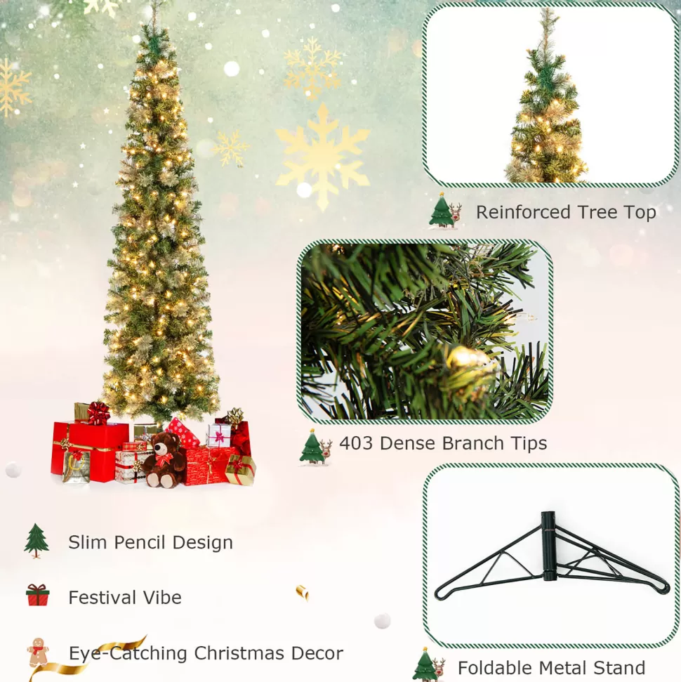 Cheap The Holiday Aisle 7' H Slender Green Pine Cashmere Christmas Tree With 150 Mini Incandescent Lights